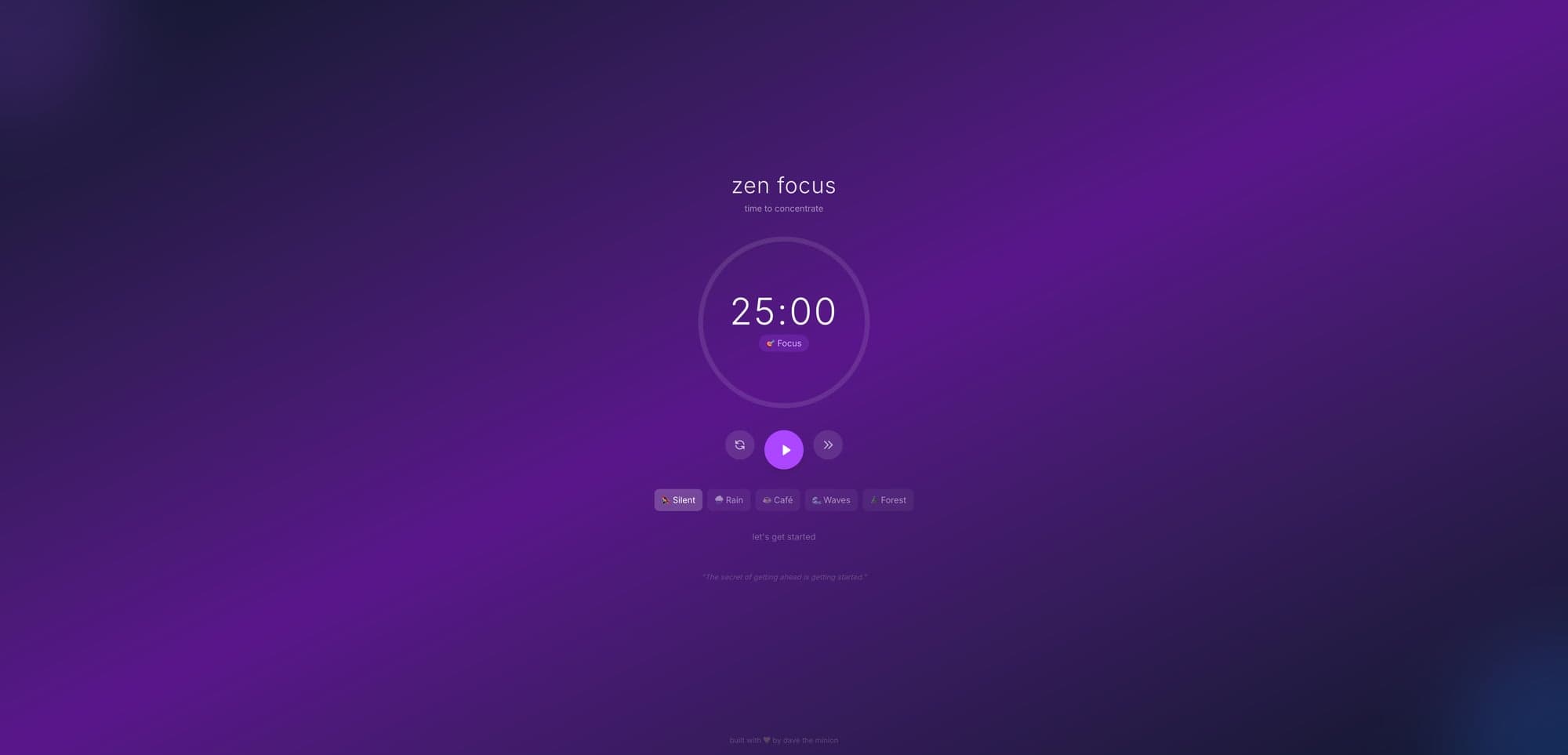 Zen Focus timer interface